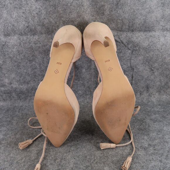 Halogen Shoes Womens 8.5 Pump Fashion Ankle Wrap Tie Point Toe Suede D'Orsay Tan - Picture 11 of 14